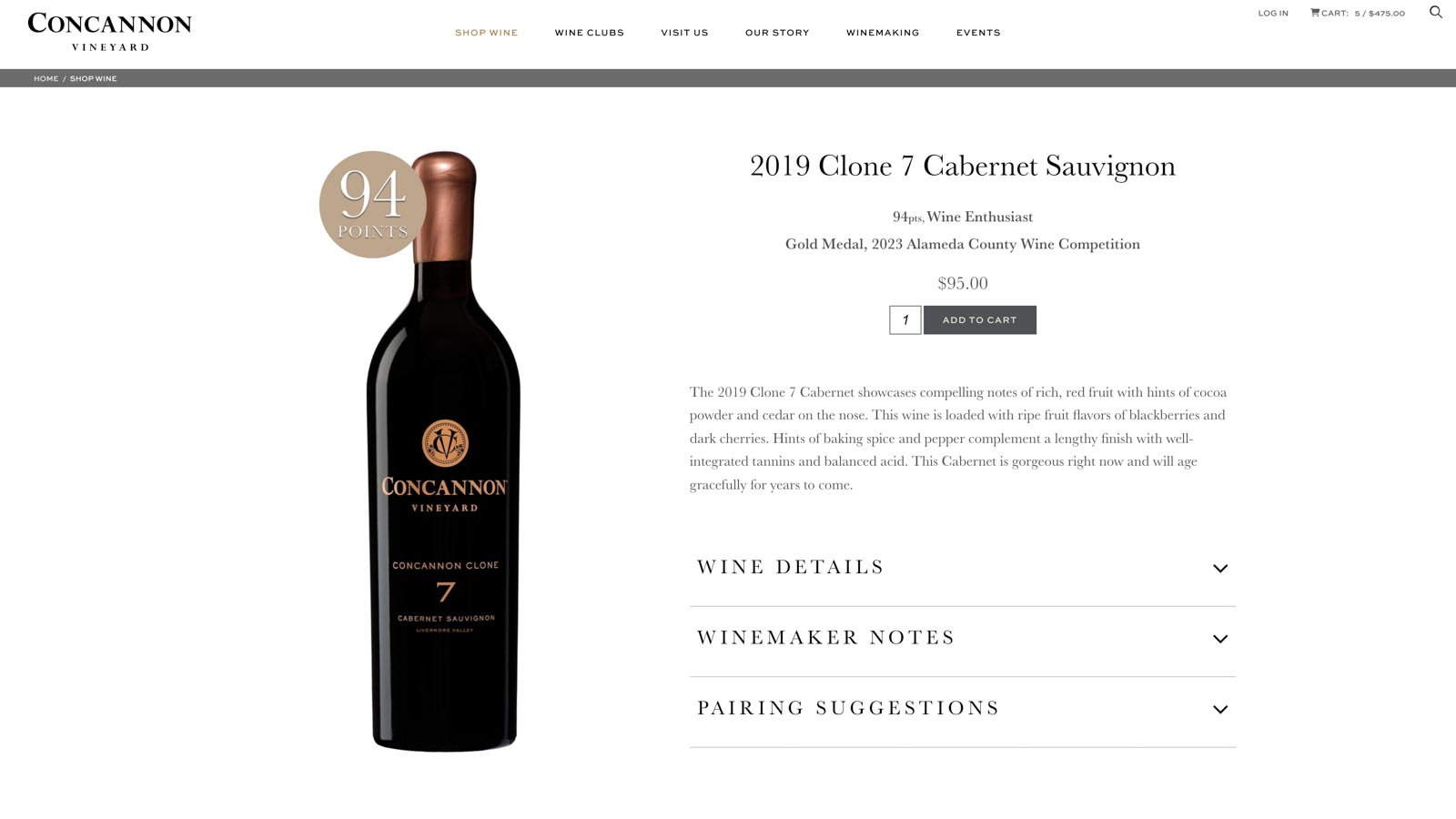 Concannon Vineyard - product page