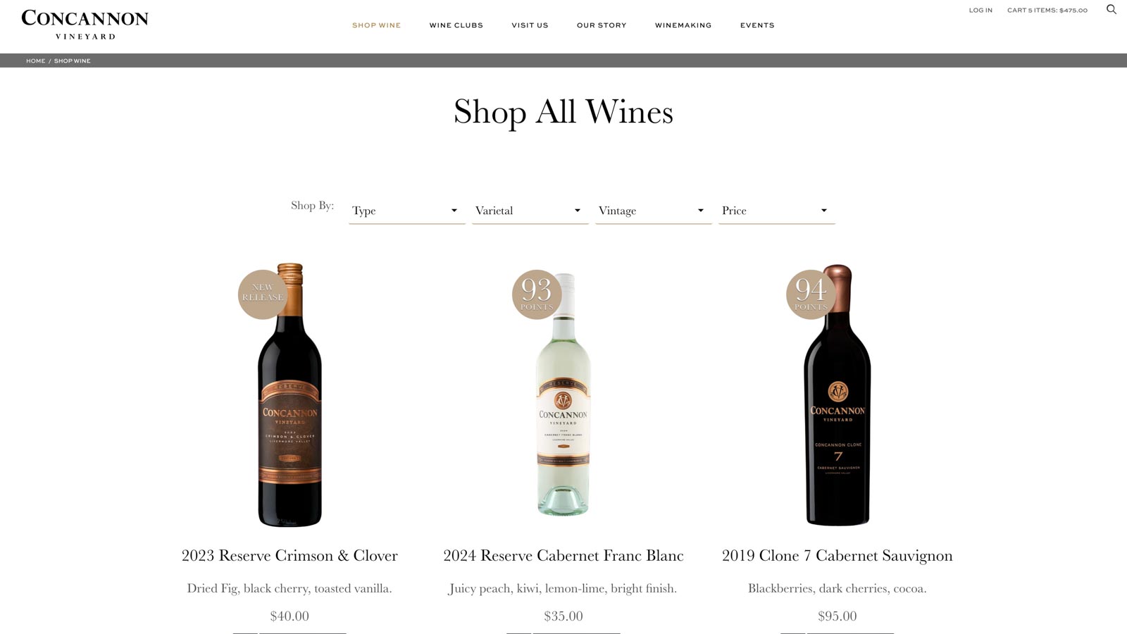 Concannon WineDirect Store Rebuild & WP Migration | Tarfoot